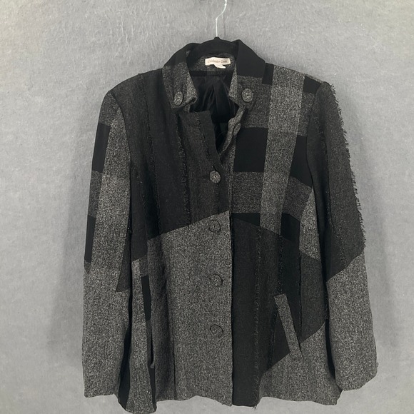 Coldwater Creek Patchwork Fringed Jacket Womens Sz L Buttoned Artsy Whimsical - Picture 1 of 14